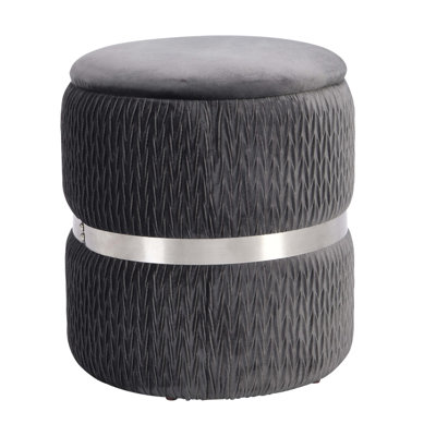 Repose-pieds rond en velours avec rangement Techni Mobile