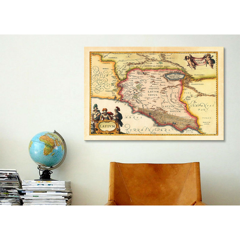 «Carte antique du Latium (Latium) (1949-1960)» par Joan Janssonius, impression encadrée, H 26 po x l 40 po x P 1,5 po
