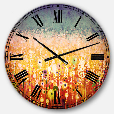 Horloge murale, aquarelle florale, décoration traditionnelle - Dedrik, peinture abstraite sur champ de fleurs