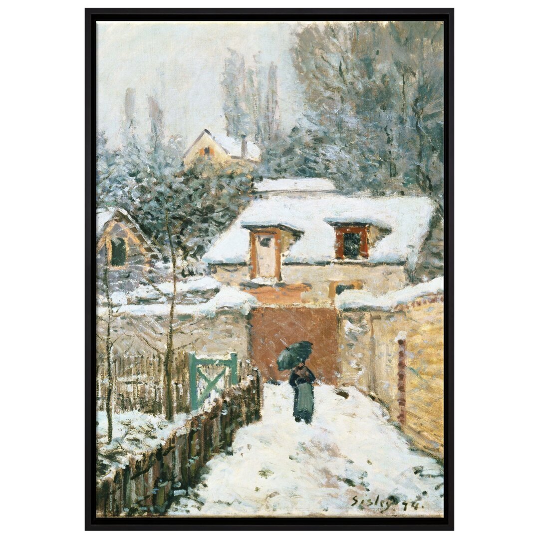 Gerahmtes Leinwandbild Snow in Louveciennes von Alfred Sisley