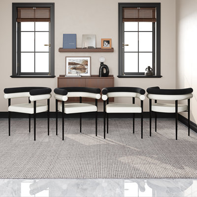 Gatlynn Modern Dining Chairs Upholstered Arm Chairs with Metal Legs For Dining Room/Living Room by Hokku Designs