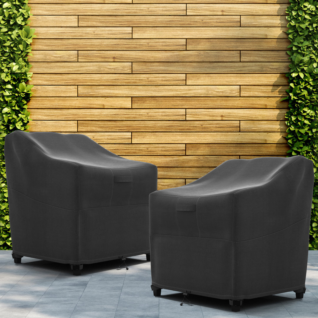 Set of 2 Heavy Duty Premium Patio Chair Cover – Breathable, Heavy-Duty Protector with Water-Resistant PVC, Adjustable Elastic Hem, Click-Close Straps, and Air Vents - Hyslop (Set of 2) Freeport Park® 