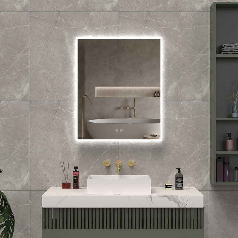 Camden 30" x 32" Rectangular LED Wall Mounted Mirror With Defogger, Adjustable Temperature, Brightness, and Memory Settings