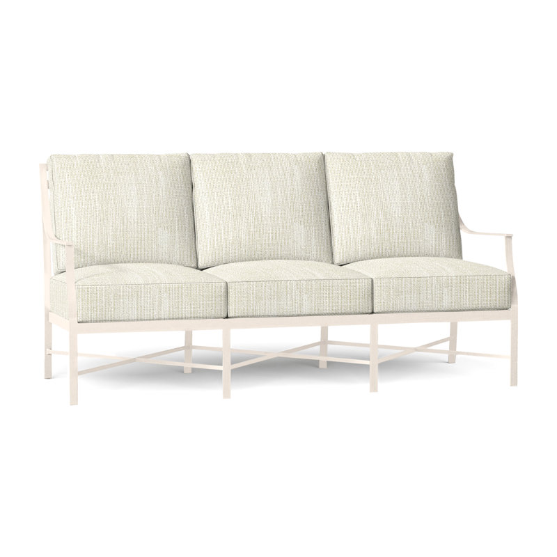 Monaco Aluminum Sofa - Slate Gray, Dove Sunbrella® Linen, Slate Gray, No Welt