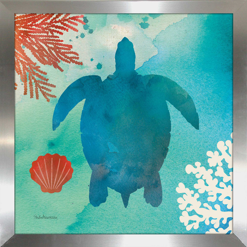 " Under The Sea II ", 21.5" H x 21.5" W x 0.75" D, Silver Framed