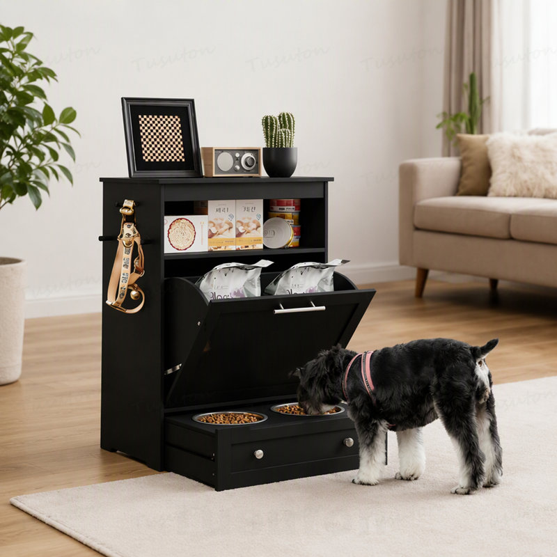 MDF Food Storage Container With Lid, Black