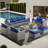 Cassville 8 - Person Patio Furniture Set, Outdoor Wicker Rattan Sectional Seating Group with Cushions, All Weather Sofa Conversation Set with Optional Fire Pit Table for Garden Backyard-93092039-93662483