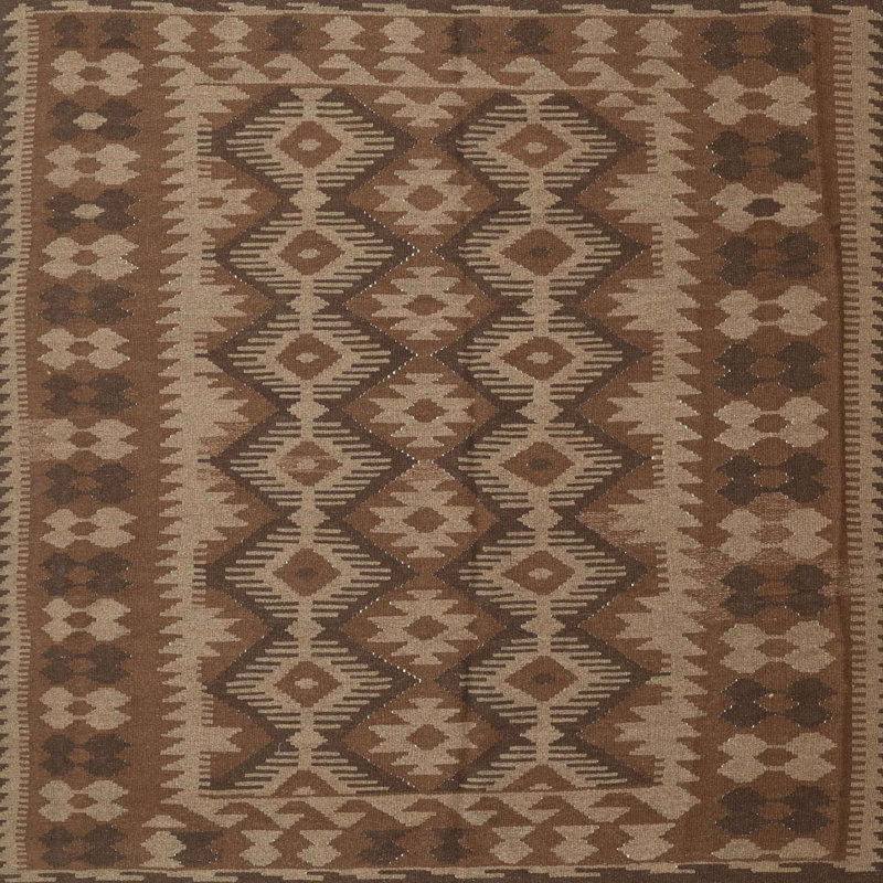 Tapis brun/beige traditionnel, Carré 5 pi