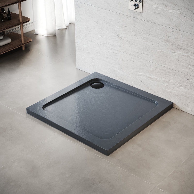 120W*80Dcm Rectangular Single Shower Base in Grey with Low-Profile Aesthetics Design and Non-Slip Feature