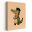 Cute Dapper Crocodile Playful Whimsical Contemporary Alligator Crocodile Wall Art Print by Mathieu - Wrapped Canvas Print-1892309886