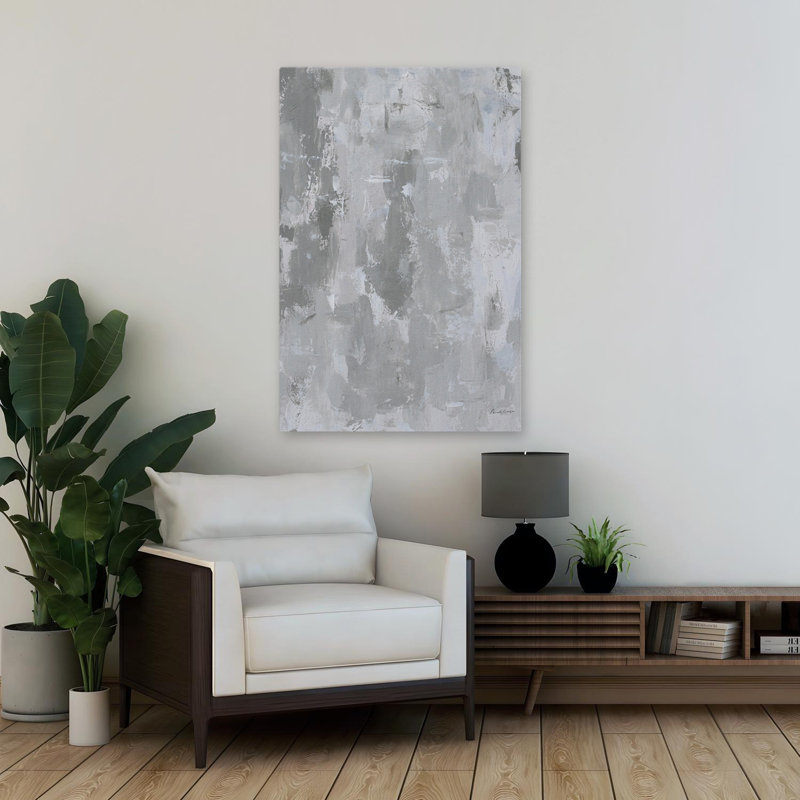Overlap - Abstract Cream Gray Grey, 36" H x 24" W
