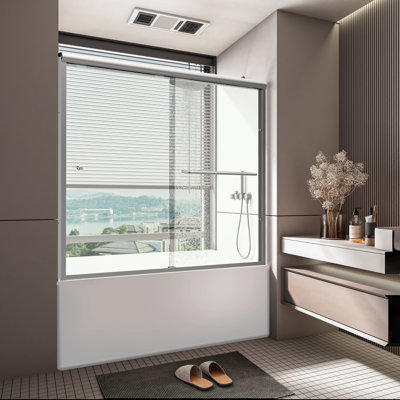 Porte de baignoire coulissante double demi-cadre l 55 "x H 59" x H 55 "