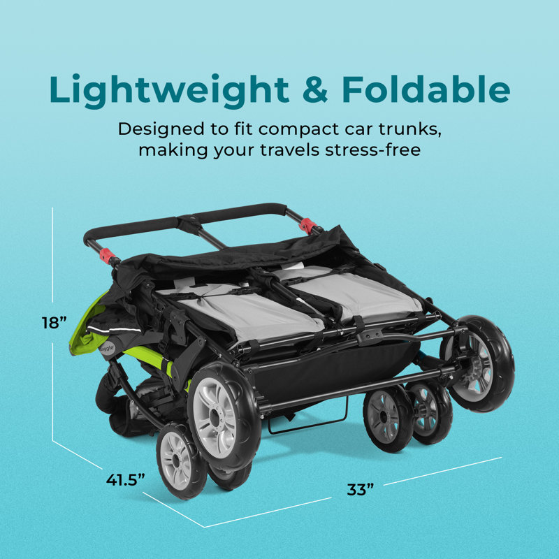 Quad Sport 4-Seat Tandem Stroller, Lime