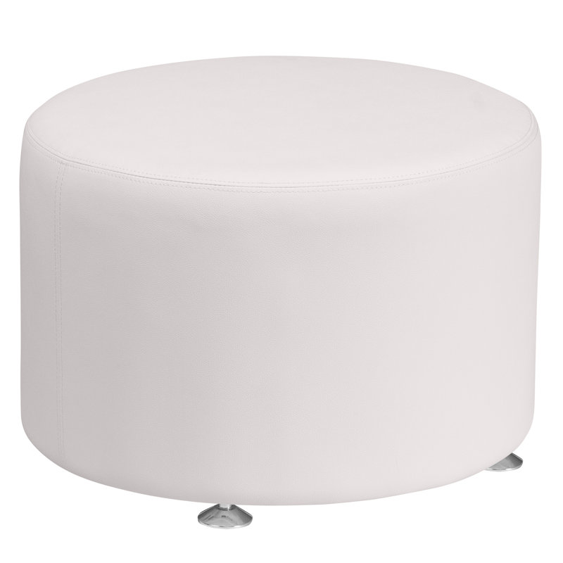 Mendosa LeatherSoft 24" Round Ottoman - Reception and Home Office Furniture, Melrose White