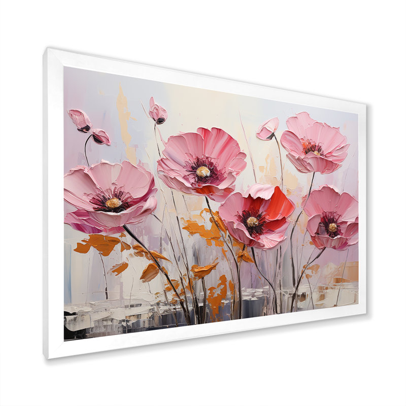Vivid Poppy Minimalisme Moments, H 30 po x l 40 po x P 1,5 po, Cadre simple blanc