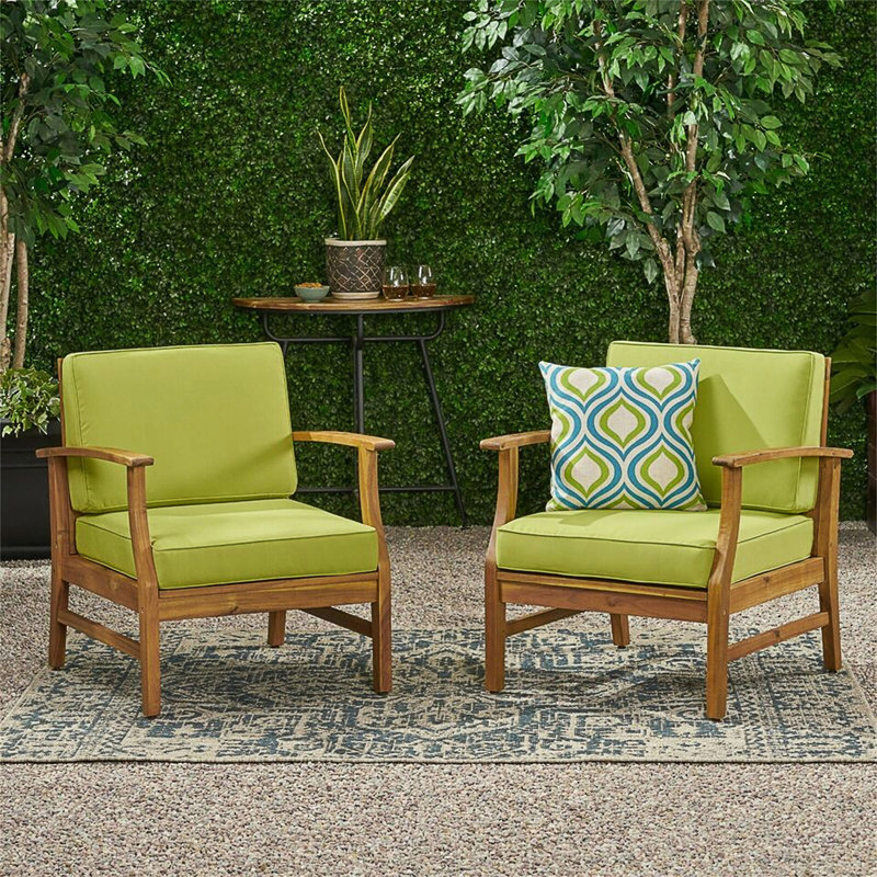 Ensemble de 2 fauteuils club en bois d'acacia durable avec design à lattes pour un décor de patio moderne et un confort extérieur