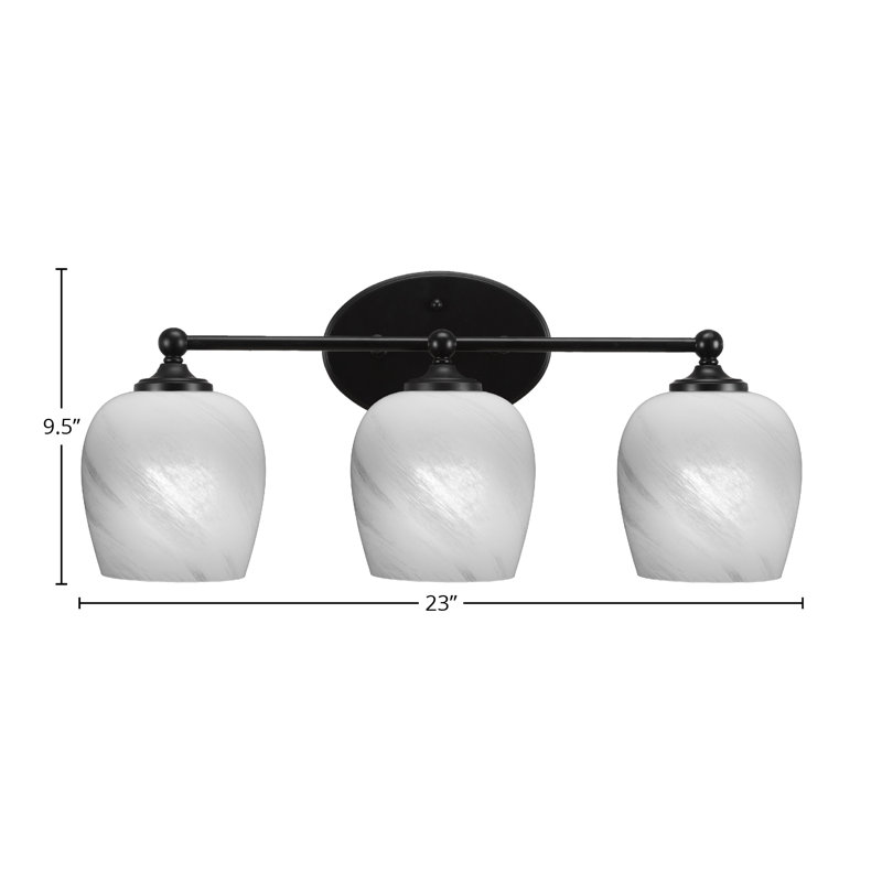 Barre d'éclairage de salle de bain Aitkens, Noir mat, 3