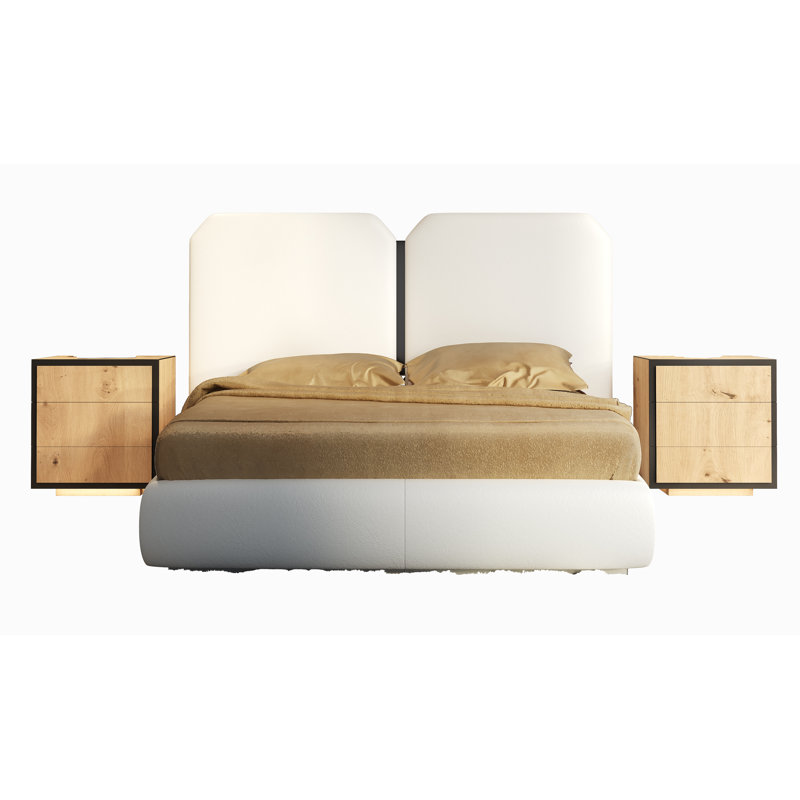 Chambre d'Afrique A47, Grand, Ensemble de 3 pièces : lit, 2 tables de chevet