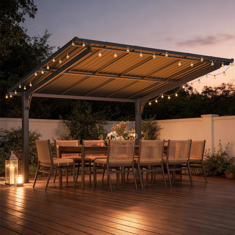 Abri d'auto extérieur en métal pour terrasse, H 98 po x l 142,6 po x P 118,6 po