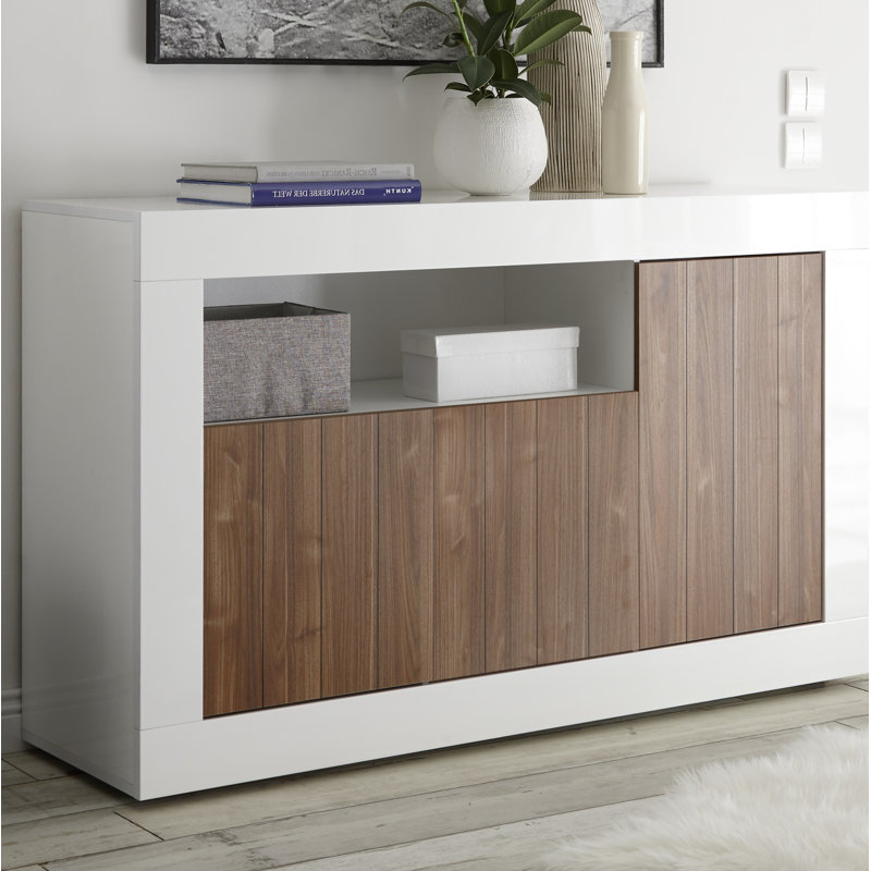 Hisey 138 Cm Wide Sideboard, White/Walnut