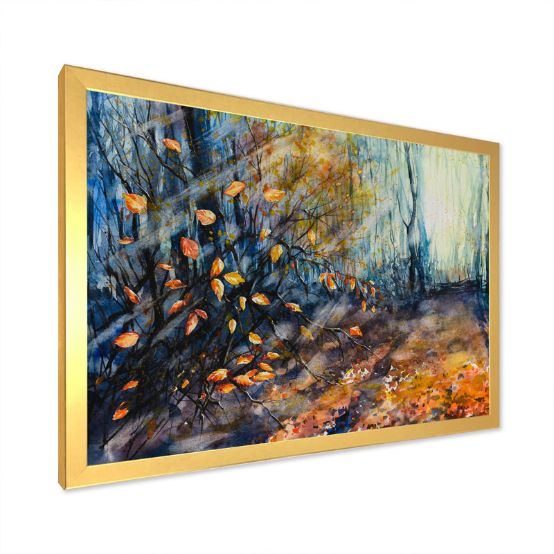 Nature, forêt d'automne, reproduction d'art sur toile, H 8 po x l 12 po x P 1 po, Toile encadrée dorée
