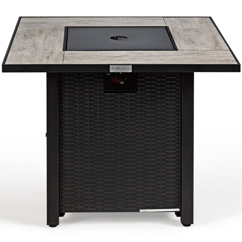Table de foyer d'extérieur au propane en acier H 25 po x l 30 po