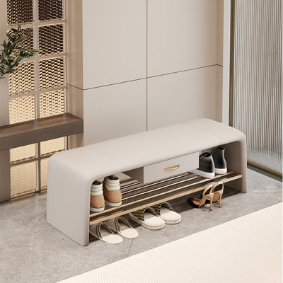 31.5in Leather Shoe Bench