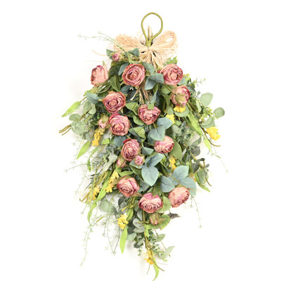 Décoration murale couronne de fleurs artificielles 24 po 24 po