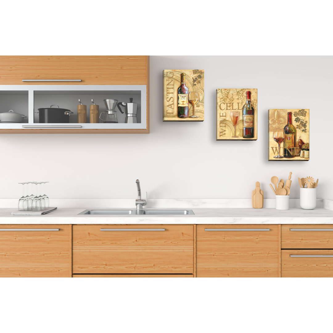 " Wine Grape Art Prints Tuscany Cellar Tasting " by Gregory Gorham 3 - Pieces Fleur De Lis Living 