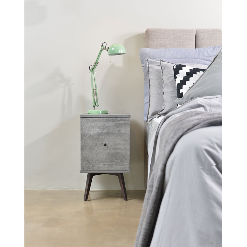 Holzheimer 35.2cm W Solid + Manufactured Wood Bedside Table, Iron Slate