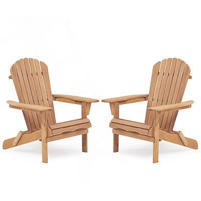 Set Of 2 Wooden Outdoor Folding Adirondack Chair, Outdoor Adirondack Chairs
