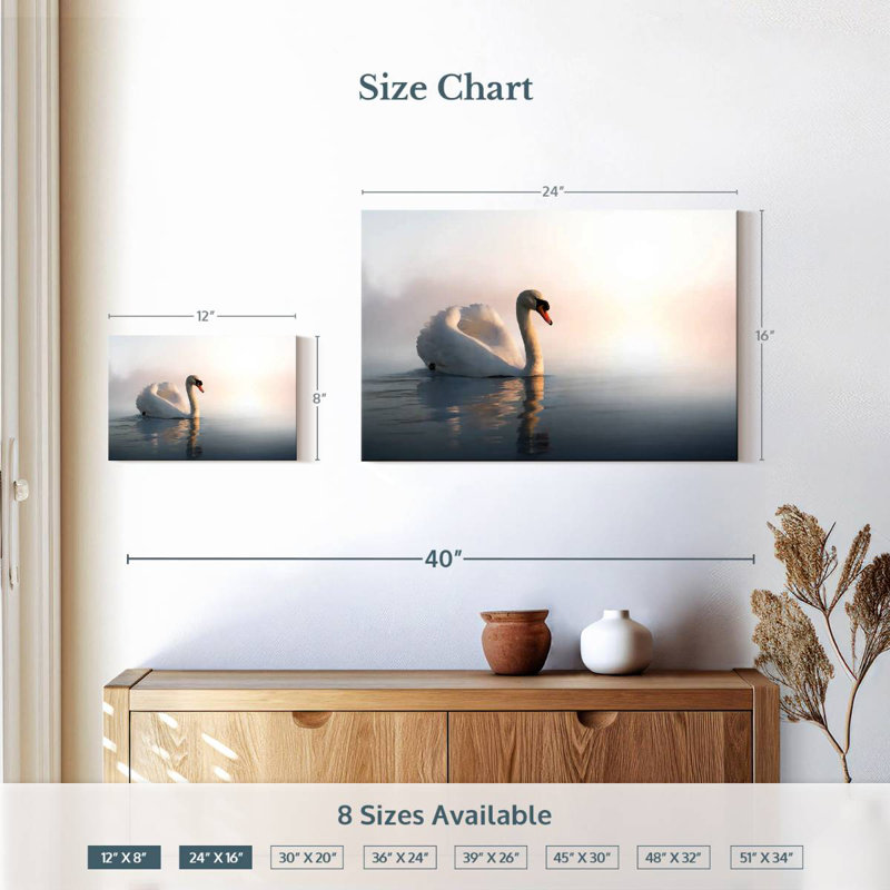 Crowle majestueux cygne, H 16 po x l 24 po