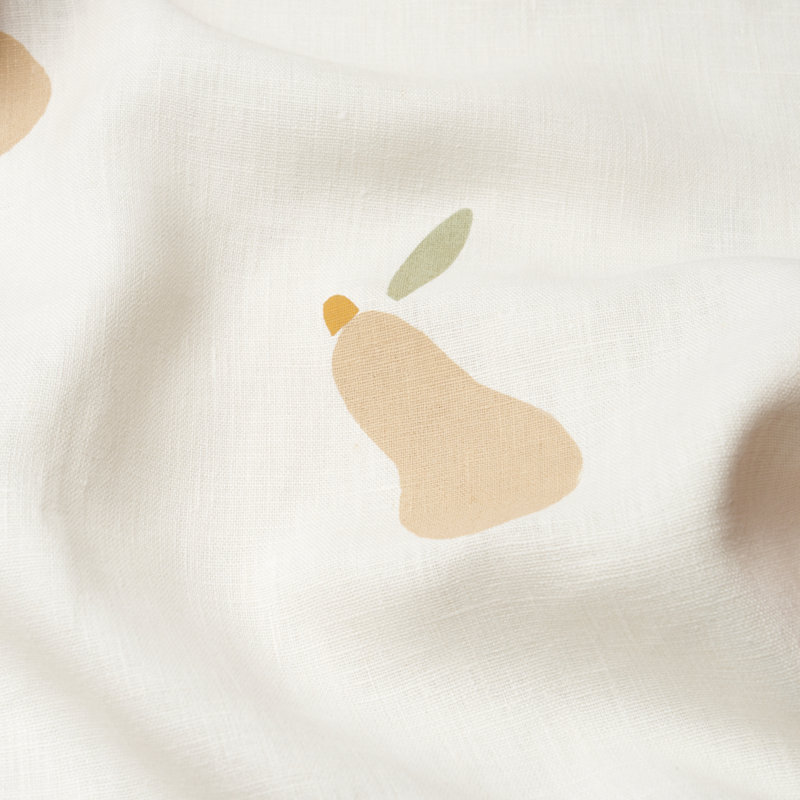 Tissu imprimé Schumacher X Caroline Z Hurley, Chamois / sauge / blanc