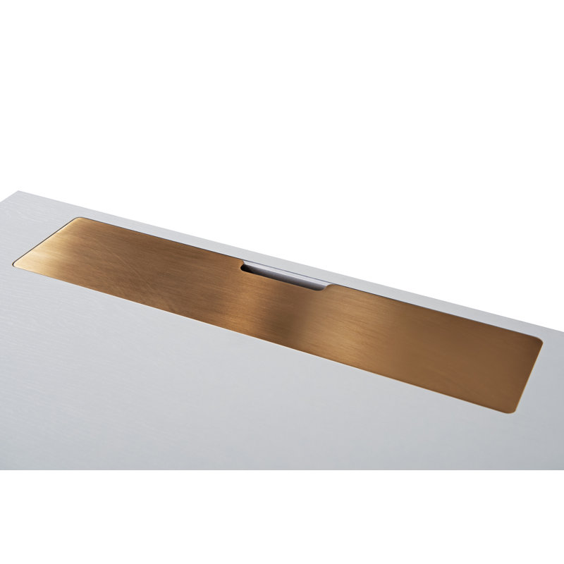 Waneta Metal Base Secretary Desk, Bronze, White