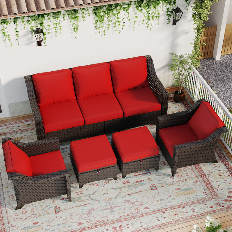 5 - Person Seating Group with Cushions, Red