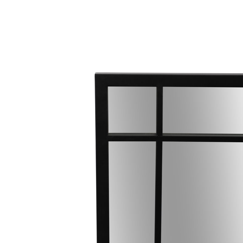 Metal, 20X43 Windowpane Mirror, Black