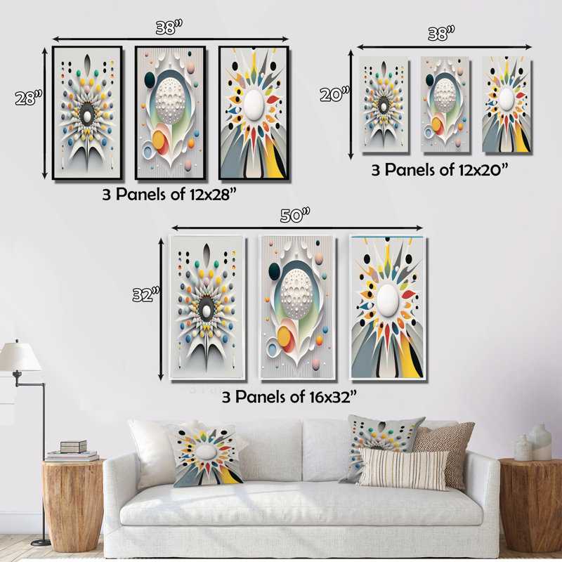 «Sceance Beyond The Knowing», 3 pièces sur toile, H 32 po x l 48 po, Toile tendue