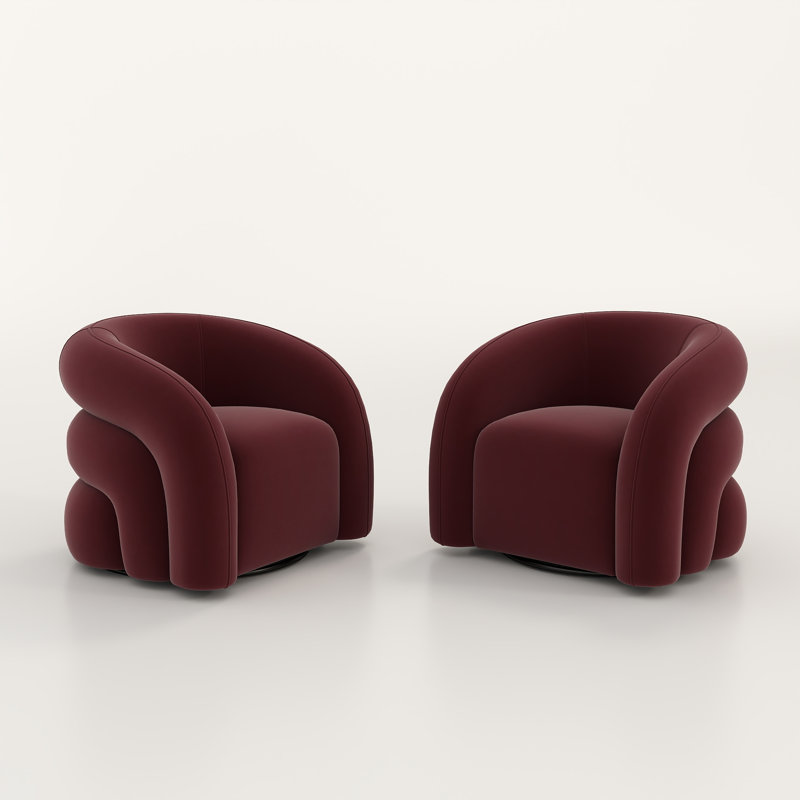 Fauteuil demi-tonneau pivotant de 34,6 po Briggette, Rouge