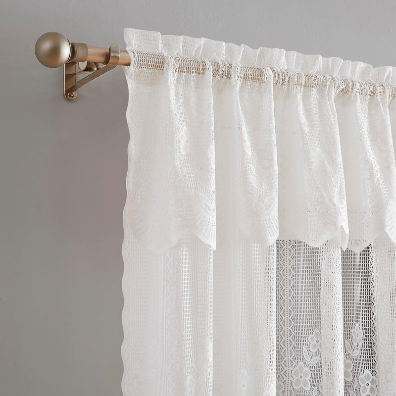 Rideaux transparents en dentelle crochetée ivoire, Ivoire ivoire, L 54 po x L 63 po