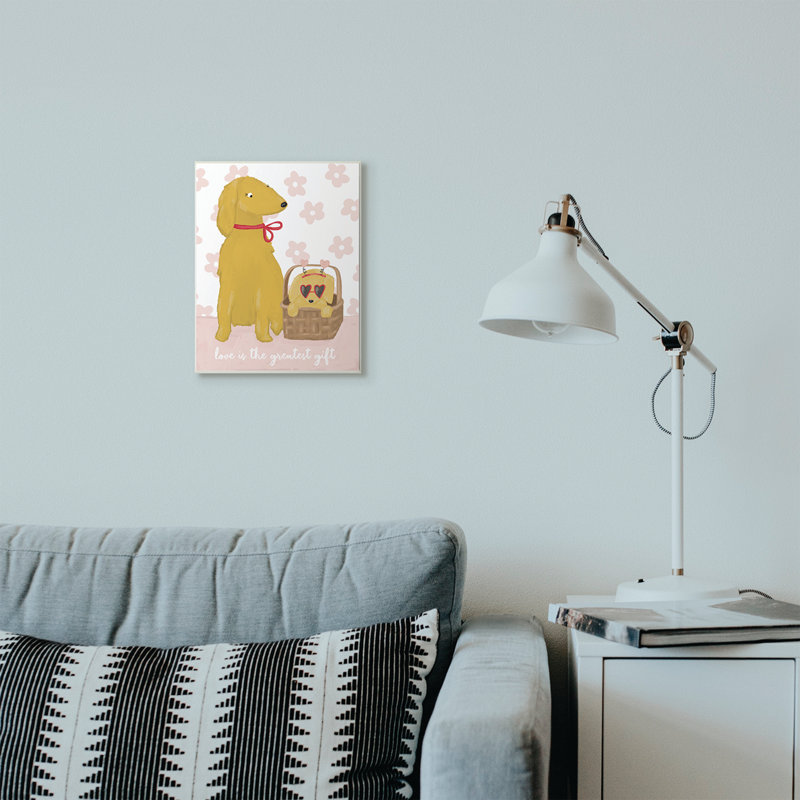 « dog family love rose yellow animal », impression, Plaque murale, H 10 po x l 15 po