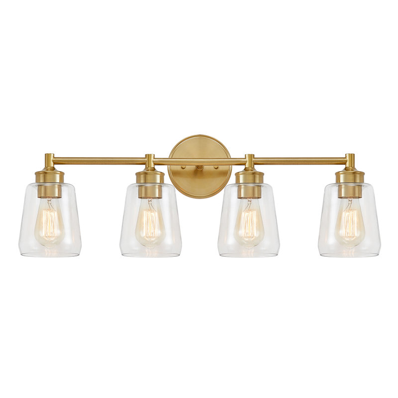 Medaim Dimmable Metal and Glass Vanity Light, 4 Lights, Gold