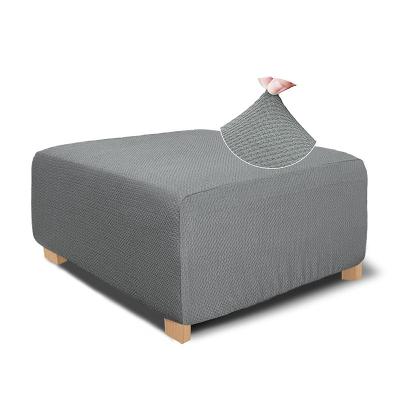 Housse de repose-pieds carré Housse de repose-pieds en tissu jacquard Housse de repose-pieds épaisse et extensible pour repose-pieds carré et rectangulaire surdimensionné, grande taille, gris