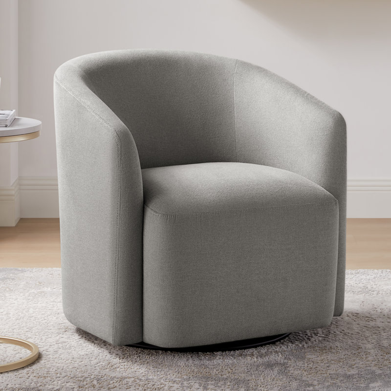 Arlo Swivel Barrel Chair, Gray Polyester Blend