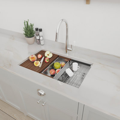 32 X 18 Inch Undermount Single Bowl Kitchen Sink, Stainless Steel Gauge. T304 Steel, Thick And . Rust, Scratch-, High Temperature. Workstation Sink With Space Enhancement. X Grooves For Quick Water