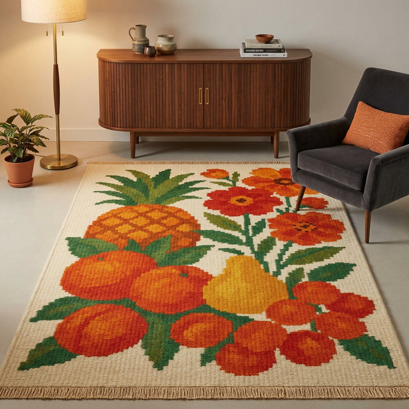 Tapis 5 pi x 8 pi épicé à récolte de citron