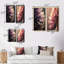 Abstrait rose et feuilles dorées III - ensemble d'art mural 2 feuilles-942667041-942667052