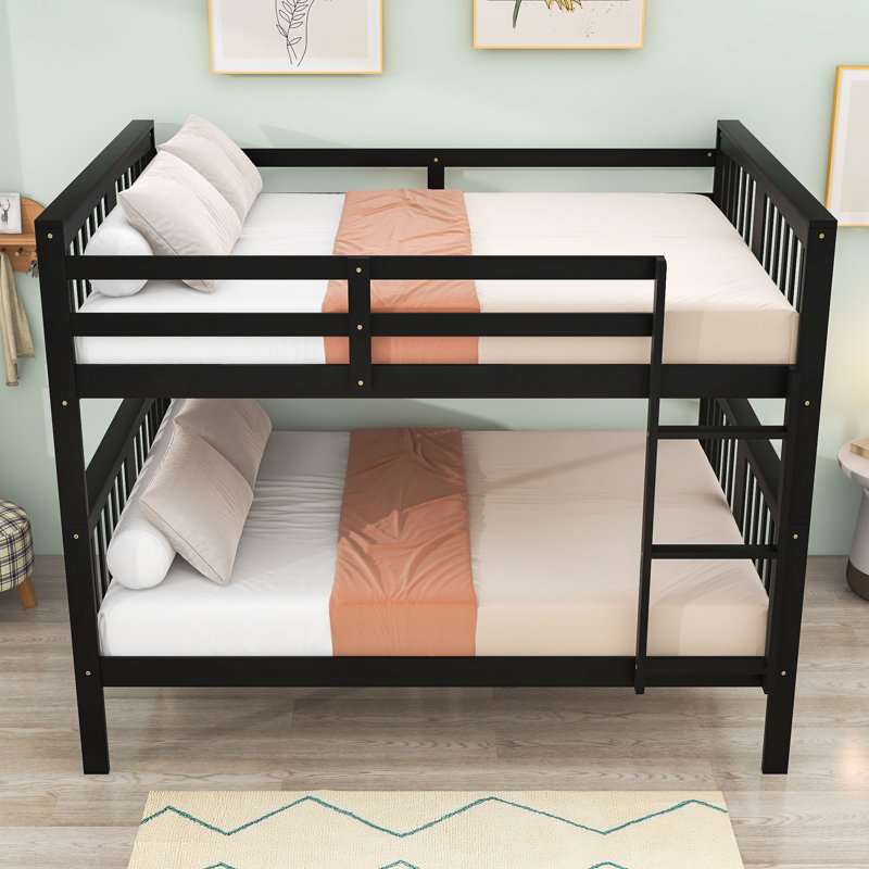 Lit superposé double en bois avec échelle, Espresso