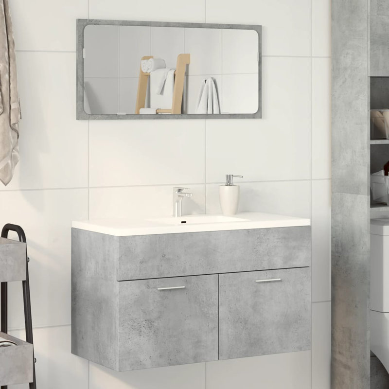 Rykan 80cm Bathroom Vanity Base Only, Concrete Grey