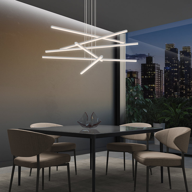 Stix 3 - Light LED Chandelier, Bright Satin Aluminum