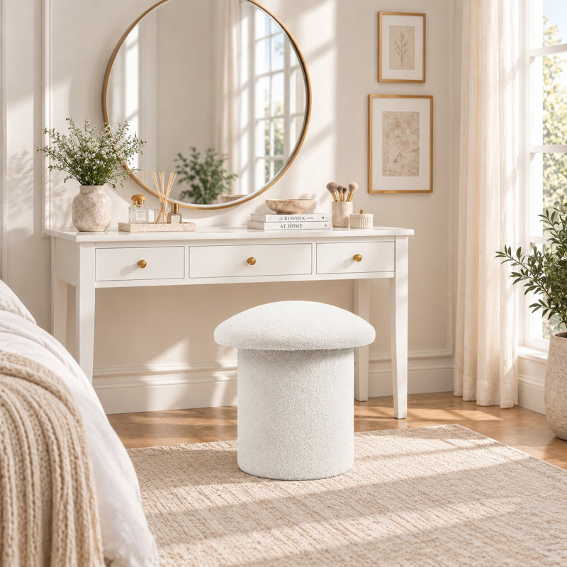 Pouf rembourré ottoman en forme de champignon de 44,5 cm avec tissu doux effet peluche pour salon et chambre à coucher